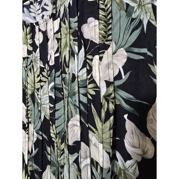 Vtg TEDDI Woman Maxi Dress Sz 22W Floral Boho Beach Tropical Pintucked Tie Waist - Picture 12 of 12